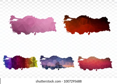 Set map polygonal-Turkey map. Multicolored country map in geometric triangle style for your infographics. Vector illustration eps 10.