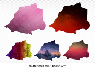 Set map polygonal-vatican City map. Multicolored country map in geometric triangle style for your infographics. Vector illustration eps 10.