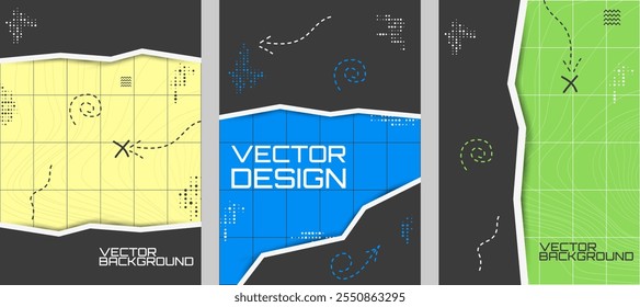 Set of map poster design. Vector illustration. Design for cover, poster, banner, postcard.