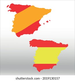 conjunto de mapas línea España aislada o logotipo símbolo de señas aislado vector, contorno y estilo de trazo Colección de ilustración vectorial de estilo de color de alta calidad,