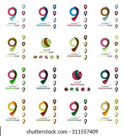 Set of map tag logo icons. Business, app, web design symbol template