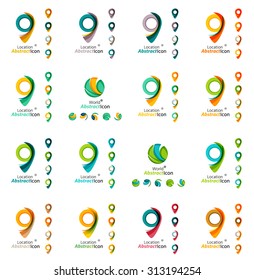 Set of map tag logo icons. Business, app, web design symbol template