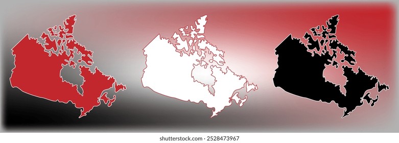 Set map in tree colors, with outline on a mesh background of the Canada. Map of Canada. Borders of the Canada.