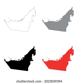 Karte der vereinten arabischen Emirate, Vektorgrafik einzeln auf weißem Hintergrund