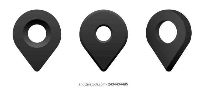 Set of maping pin location 3d vector icons