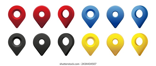 Set of maping pin location 3d vector icons