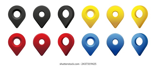 Set of maping pin location 3d vector icons