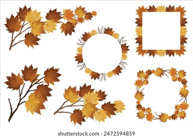 set of maple frame, set of autumn border