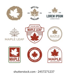 Set of Maple leaf vector logo. Forest and wood symbol sign. Nature tree logo.