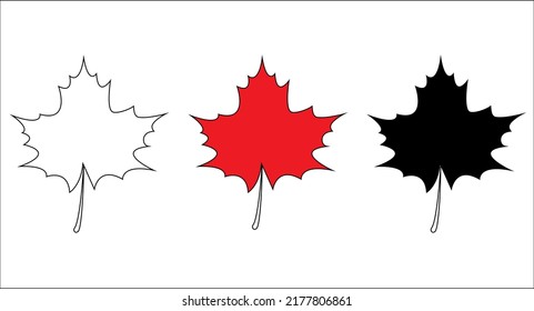 Establecer hojas de arce en fondo blanco. Icono vector de hoja de arce canadiense. Ilustración vectorial.