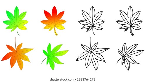 Set of maple leaves, white background.