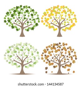 Set of Maple Trees Vector Illustration.