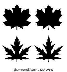 Set of maple's leaves for icons or logos isolated on a white background.