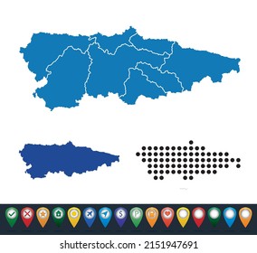 Set maps of Asturias province