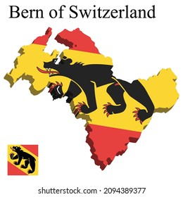 Kartenset Bern der Schweiz. Flagge auf der Karte. Silhouette der Karte. Vektorgrafik
