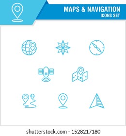 Set of Maps navigation icon with outline design, trendy and modern for your element design