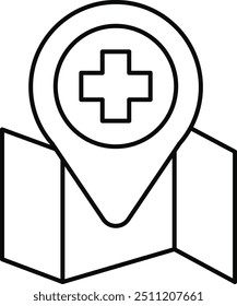 Conjunto de mapas e iconos de contorno de navegación. Paquete de iconos de estilo de arte de línea simple. Ilustración vectorial