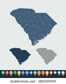 Establecer mapas del estado de Carolina del Sur