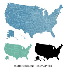 Establecer mapas de Estados Unidos con estados, fronteras