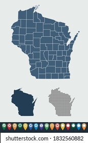 Set maps of Wisconsin state