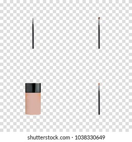 Set of maquillage realistic symbols with eye paintbrush, brow makeup tool, foundation and other icons for your web mobile app logo design.
