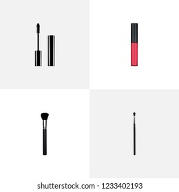 Set of maquillage realistic symbols with mascara, pomade, beauty accessory and other icons for your web mobile app logo design.