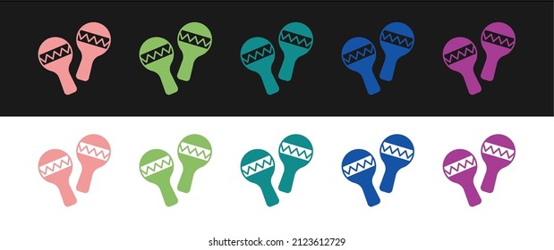 Set Maracas icon isolated on black and white background. Music maracas instrument mexico.  Vector