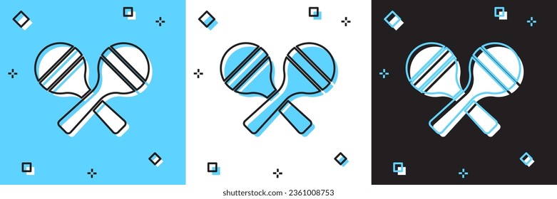 Set Maracas icon isolated on blue and white, black background. Music maracas instrument mexico.  Vector