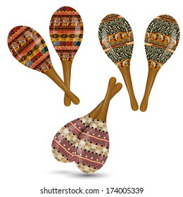 Set of maracas on a white background