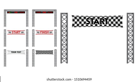 Set Of Marathon Start Finish Line. Eps 10 Vector