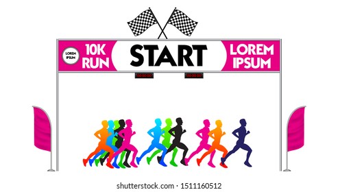set of marathon start finish line. easy to modify -