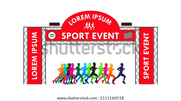 Set Marathon Start Finish Line Eps Stock Vector (Royalty Free ...