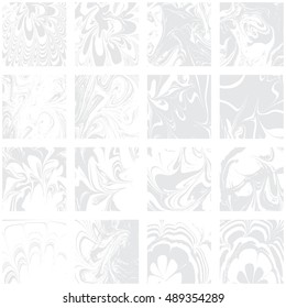 Set of marble Ink pattern. Hand drawn marbling illustration technique. Watercolor stains, abstract vector background, aqua print artistic effect Design for party invitation, graphic background.