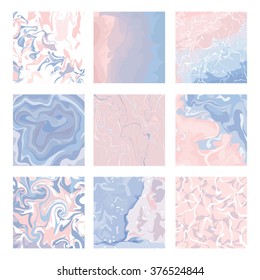 Set of Marble Patterns - Abstract Texture with Soft Pastels Colors 2016 - in vector