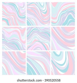 Set of Marble Patterns - Abstract Texture with Soft Pastels 2016 Trand Colors - in vector