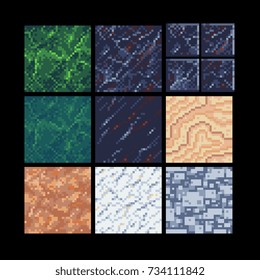 set of marble textures pattern, for pixel art style game, vector illustration