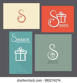 set for March 8 creative design. Women's Day. March 8 design. Illustration