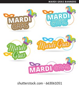 Set of mardi gras banners in two typographic styles.