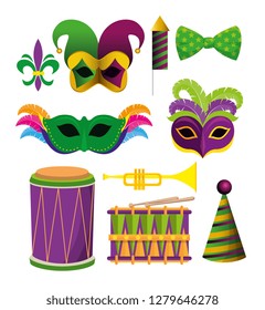 set mardi gras decoration accessories to festval