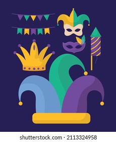 set of mardi gras items