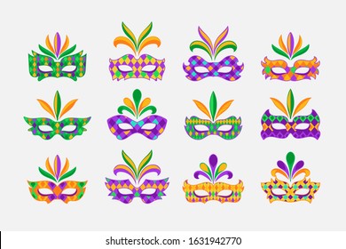 Set of Mardi Gras masks