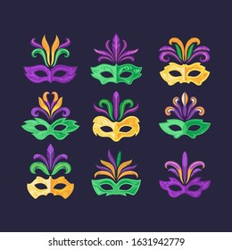 Set of Mardi Gras masks