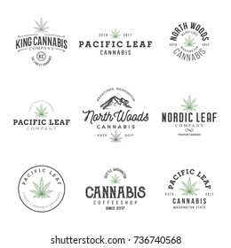 Set Of Marijuana Cannabis Leaf Logo, Labels.