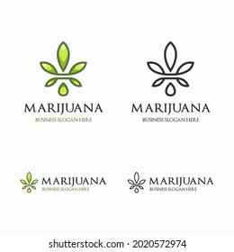 Set Marijuana Leaf Logo Design Template