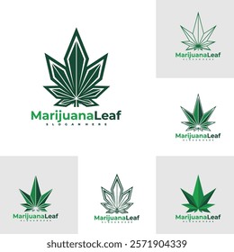 Set of Marijuana leaf logo vector illustration. Creative Cannabis logo design concept template