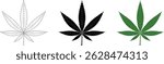 Set of marijuana leaves. Cannabis leaf isolated. Natural product of organic hemp.