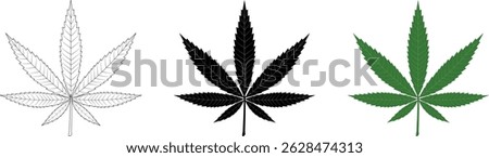 Set of marijuana leaves. Cannabis leaf isolated. Natural product of organic hemp.