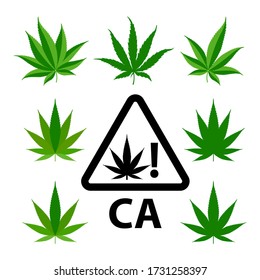 Conjunto de hojas de marihuana en diferentes estilos. Ilustración del vector