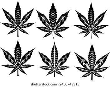 Set of Marijuana silhouette vector illustration