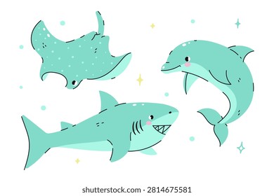 Set marine animals: dolphin